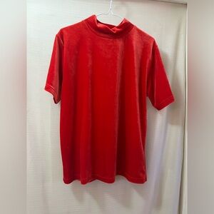 ⚫️ BOGO Weekend Edition Red Velvet Short Sleeve Top Size XL Holiday Party Chic